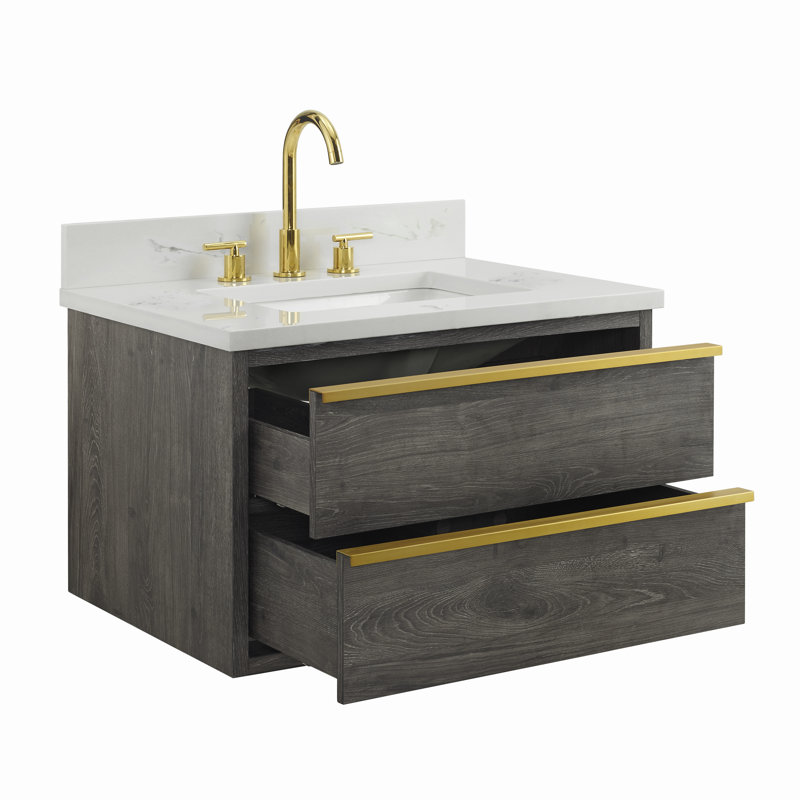 AllModern Hoye 30'' Wall Mounted Single Bathroom Vanity with Engineered